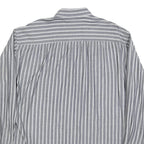 UGPPI Mens Grey & White Striped Shirt L Button Down Collar Long Sleeve Casual