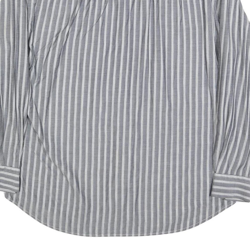 UGPPI Mens Grey & White Striped Shirt L Button Down Collar Long Sleeve Casual