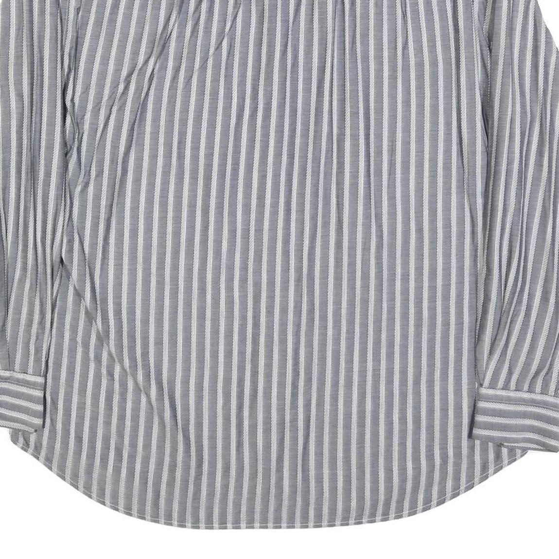 UGPPI Mens Grey & White Striped Shirt L Button Down Collar Long Sleeve Casual