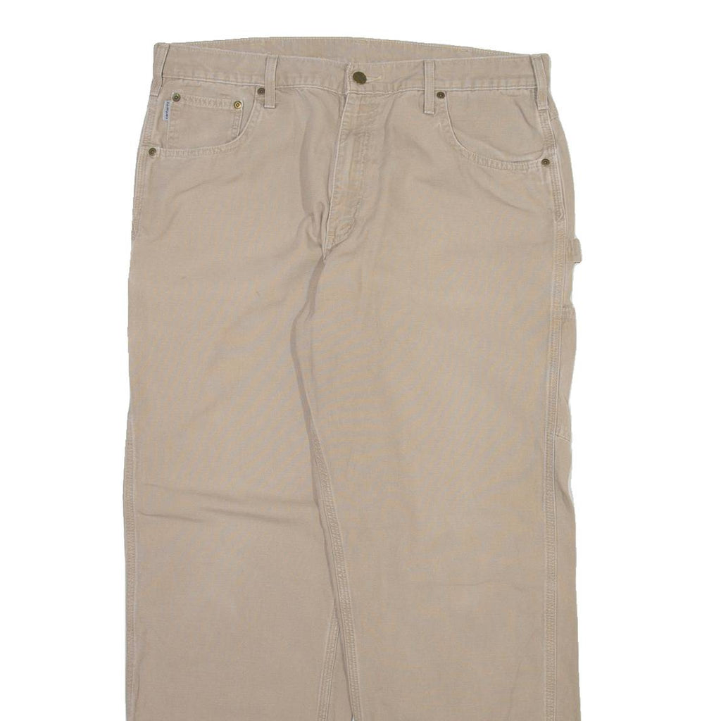 CARHARTT Carpenter Mens Trousers Beige Relaxed Straight W38 L32