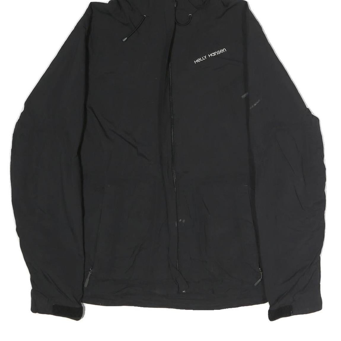 HELLY HANSEN Womens Black Outdoor Jacket S Cotton Blend Zip Hooded Plain