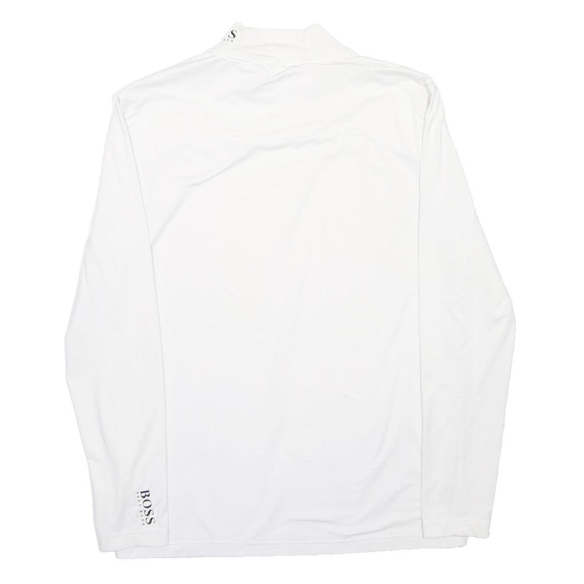 HUGO BOSS Mens White Cotton Blend Shirt XL Long Sleeve High Neck Logo