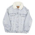 LEVI'S Womens Blue White Sherpa Collar Denim Jacket XS Cotton Blend Button