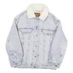 LEVI'S Womens Blue White Sherpa Collar Denim Jacket XS Cotton Blend Button