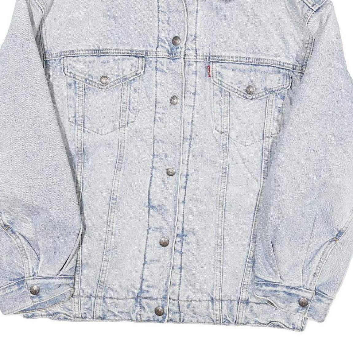 LEVI'S Womens Blue White Sherpa Collar Denim Jacket XS Cotton Blend Button