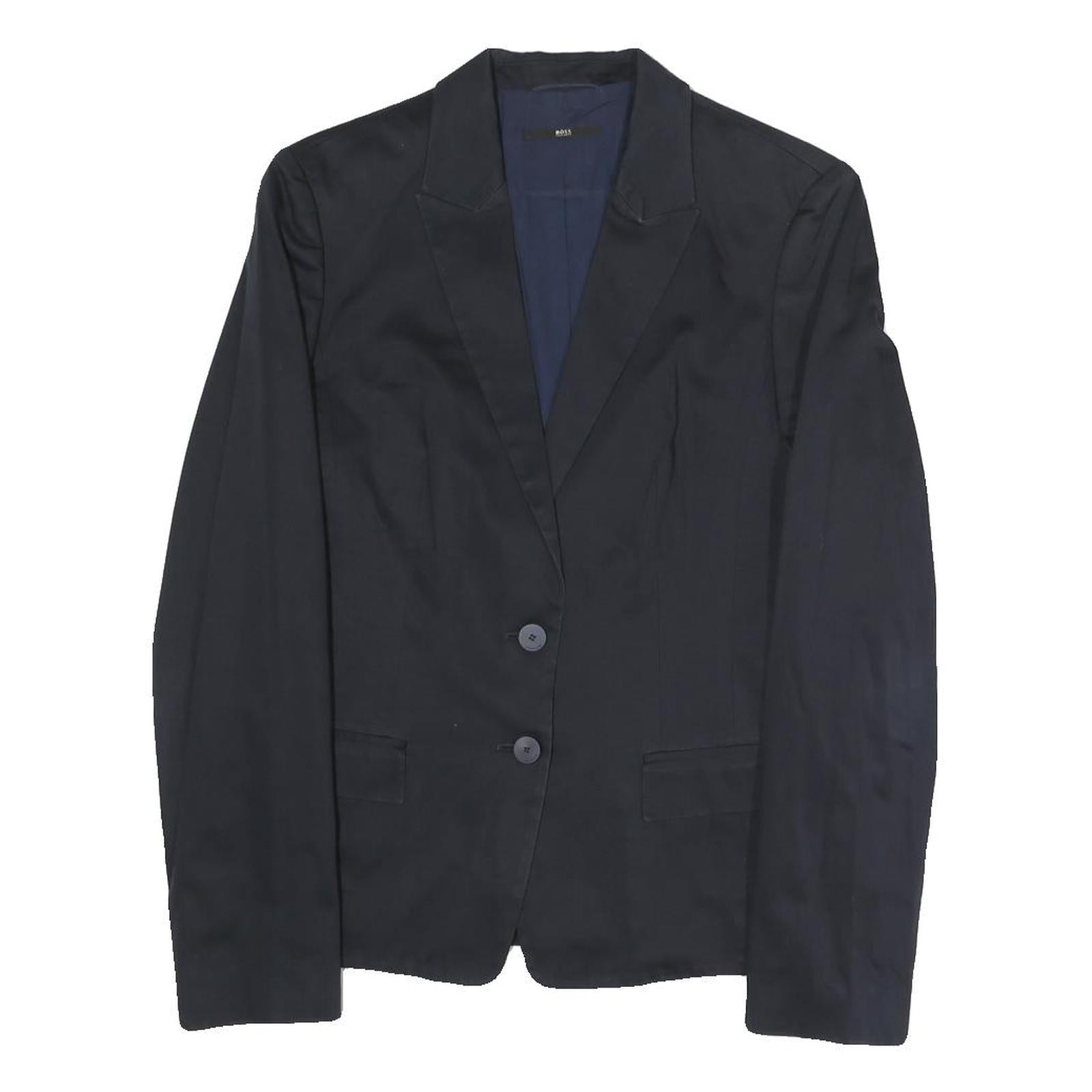 BOSS HUGO BOSS Womens Black Jacket S Polyester Blend Plain Button Closure