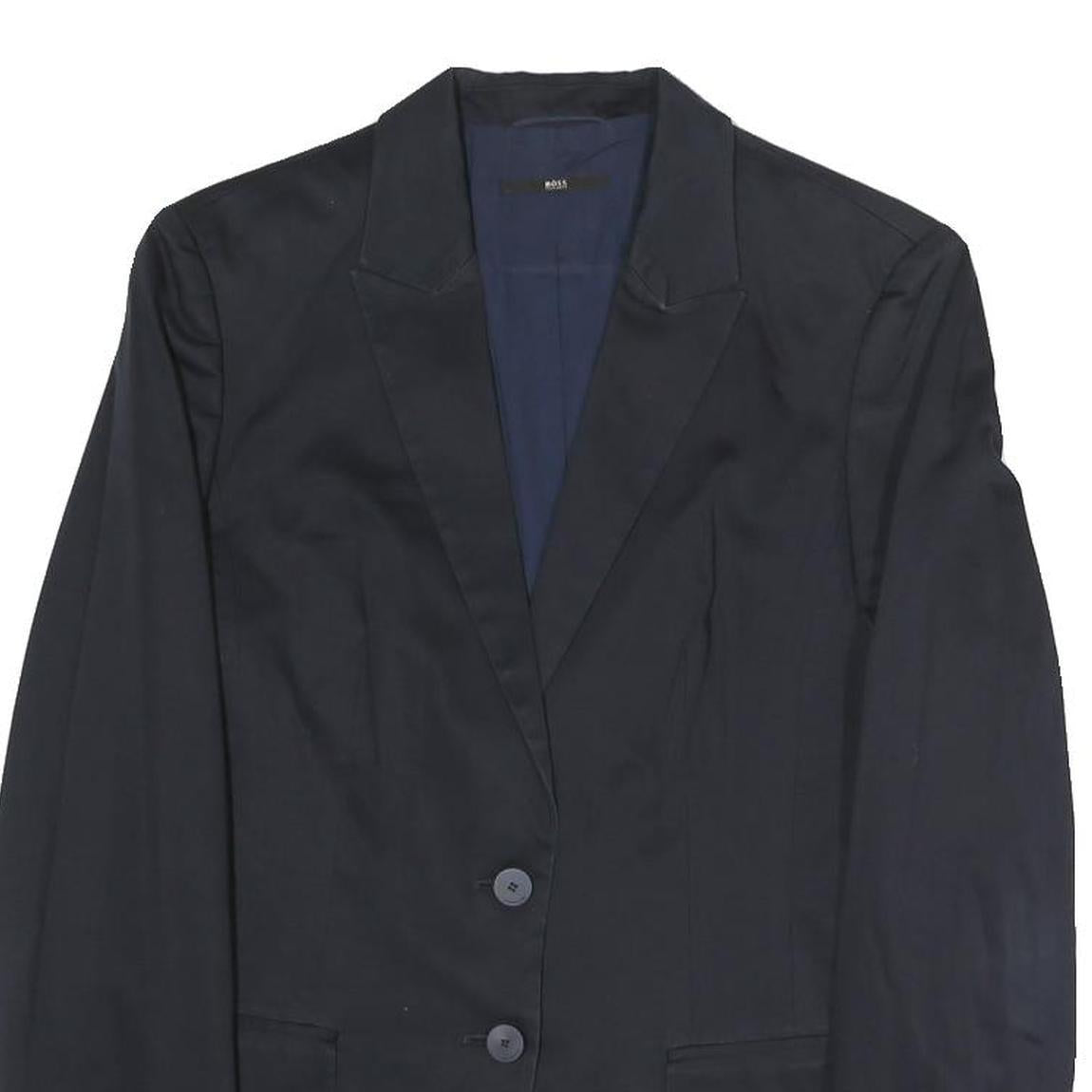 BOSS HUGO BOSS Womens Black Jacket S Polyester Blend Plain Button Closure