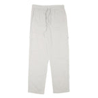 NH Mens Cotton Blend White Regular Fit Cargo Trousers W30 L30 Drawstring Waist