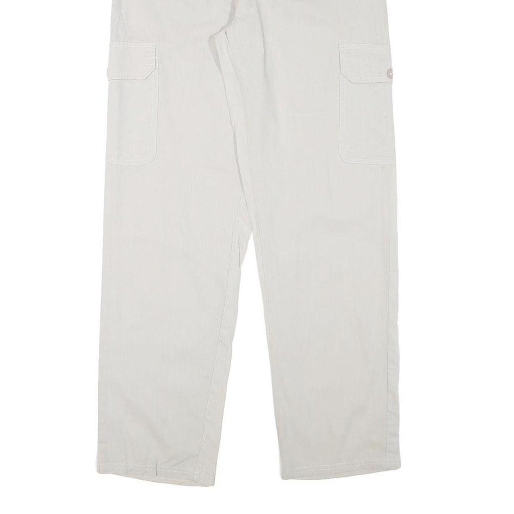 NH Mens Cotton Blend White Regular Fit Cargo Trousers W30 L30 Drawstring Waist