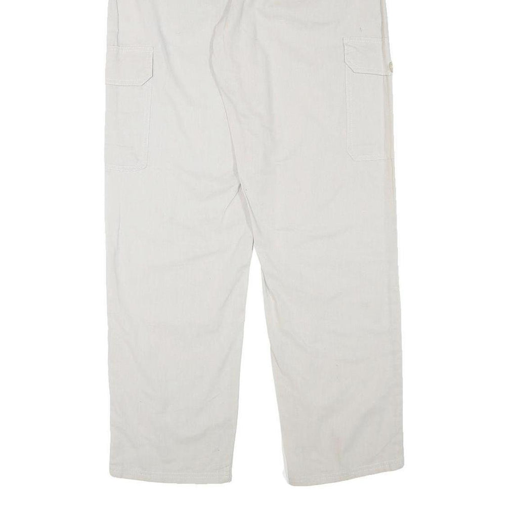 NH Mens Cotton Blend White Regular Fit Cargo Trousers W30 L30 Drawstring Waist
