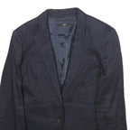 BOSS HUGO BOSS Womens Navy Blue Wool Blend Blazer Jacket UK 4 Tailored Plain
