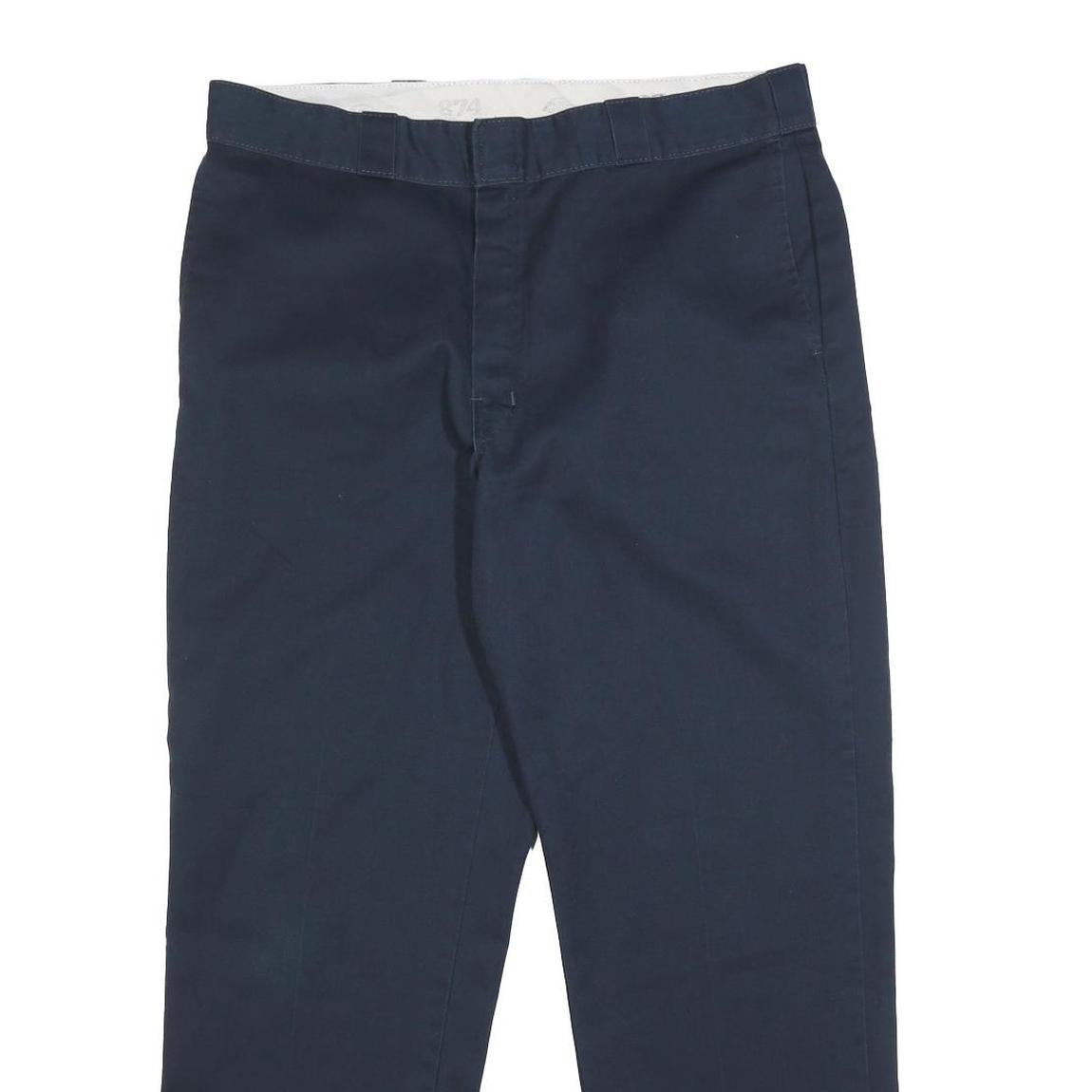 DICKIES Mens Cotton Blend Navy Regular Straight Trousers W36 L28 Workwear Casual