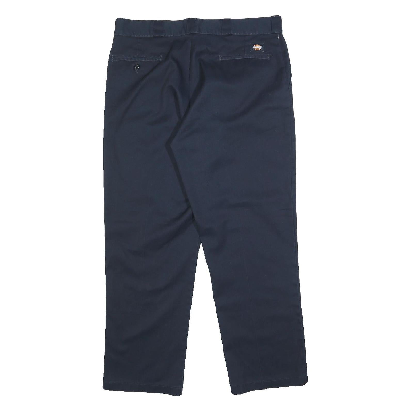 DICKIES Mens Cotton Blend Navy Regular Straight Trousers W36 L28 Workwear Casual