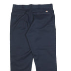 DICKIES Mens Cotton Blend Navy Regular Straight Trousers W36 L28 Workwear Casual
