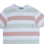VANS Mens Green & Red Stripe Pocket T-Shirt L Short Sleeve Crew Neck Cotton