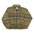 EVR Womens Black & Gold Printed Nylon Bomber Jacket L Zip Closure Relaxed Fit