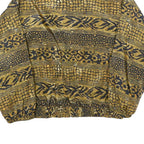 EVR Womens Black & Gold Printed Nylon Bomber Jacket L Zip Closure Relaxed Fit