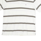 TOMMY HILFIGER Mens White & Brown Striped Cotton Short Sleeve Polo Shirt L