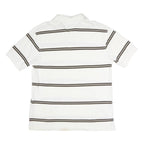 TOMMY HILFIGER Mens White & Brown Striped Cotton Short Sleeve Polo Shirt L