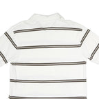 TOMMY HILFIGER Mens White & Brown Striped Cotton Short Sleeve Polo Shirt L