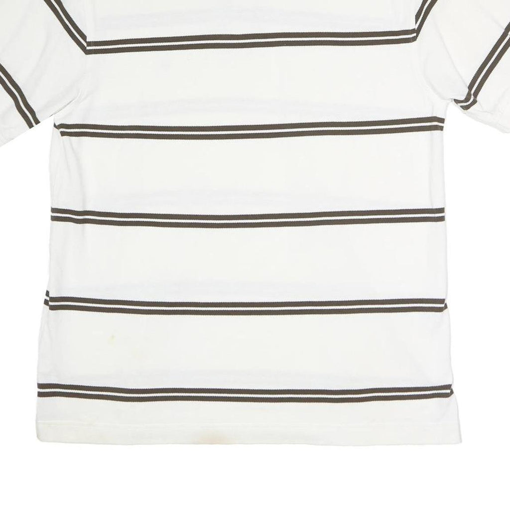 TOMMY HILFIGER Mens White & Brown Striped Cotton Short Sleeve Polo Shirt L