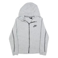 NIKE Womens Grey Hoodie L Cotton Blend Full Zip Grey Hoodie with Logo Tape