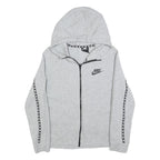 NIKE Womens Grey Hoodie L Cotton Blend Full Zip Grey Hoodie with Logo Tape