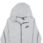 NIKE Womens Grey Hoodie L Cotton Blend Full Zip Grey Hoodie with Logo Tape