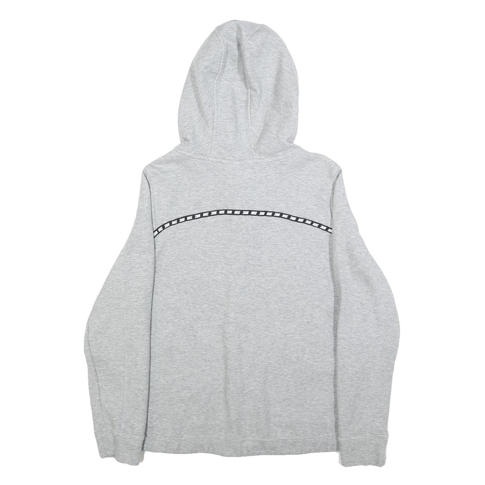 NIKE Womens Grey Hoodie L Cotton Blend Full Zip Grey Hoodie with Logo Tape