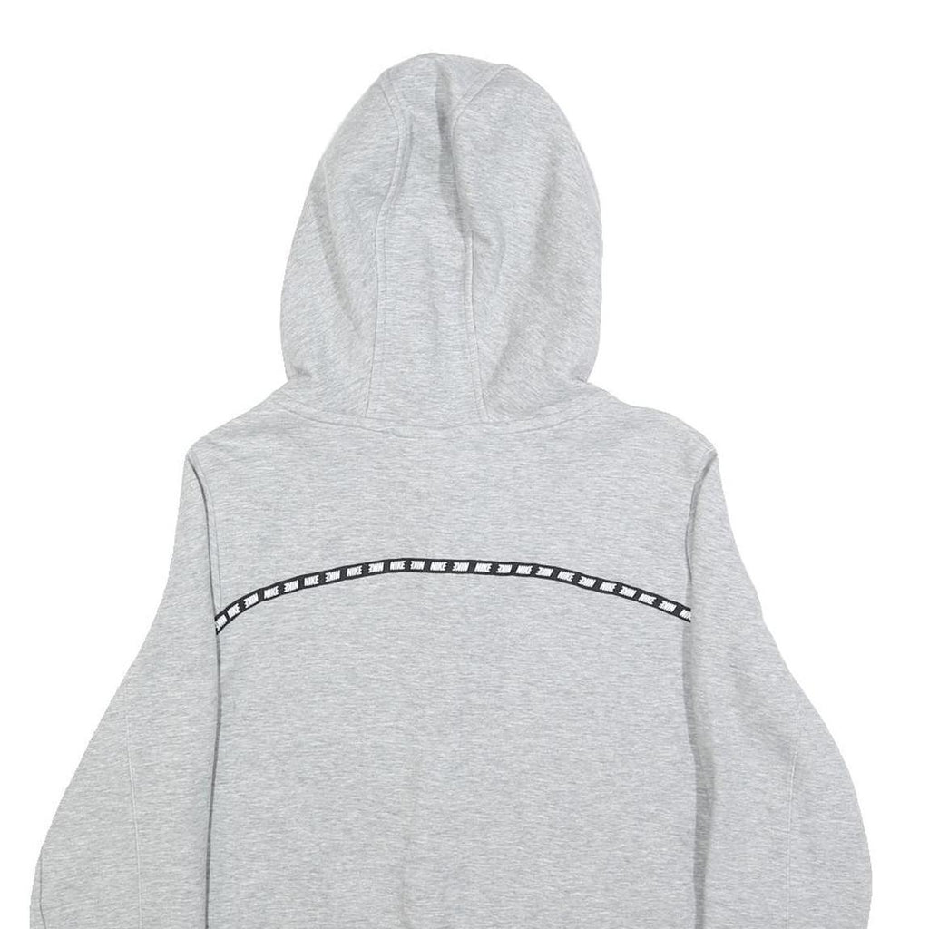 NIKE Womens Grey Hoodie L Cotton Blend Full Zip Grey Hoodie with Logo Tape