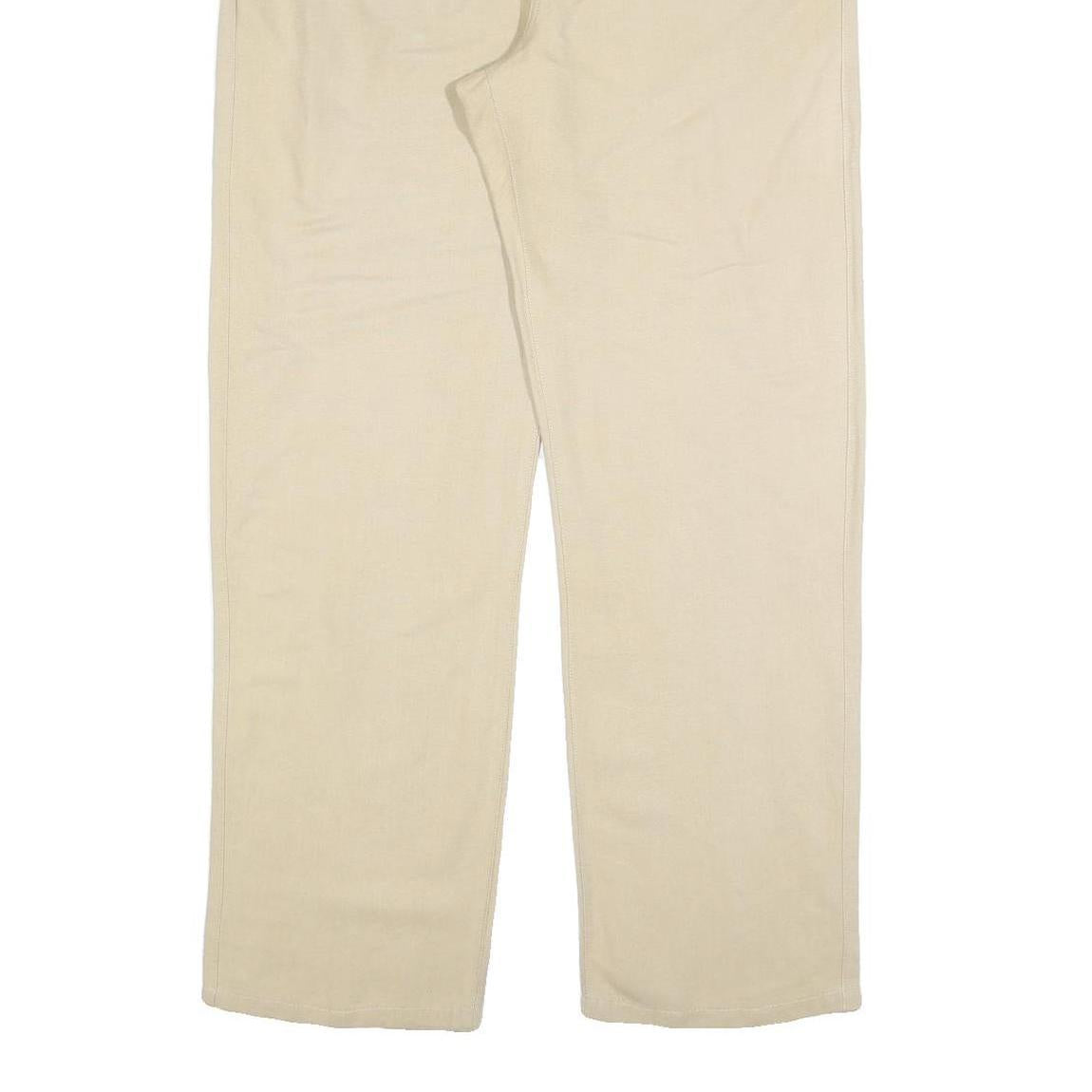 CORTIGIANI Mens Relaxed Beige Trousers W32 L30 Zip Closure Loose Fit Casual