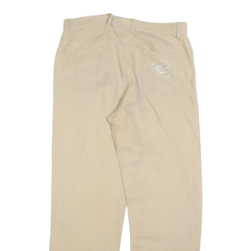 CORTIGIANI Mens Relaxed Beige Trousers W32 L30 Zip Closure Loose Fit Casual