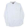 TOMMY HILFIGER Mens Blue & White Stripe Shirt L Button-Down Collar Long Sleeve