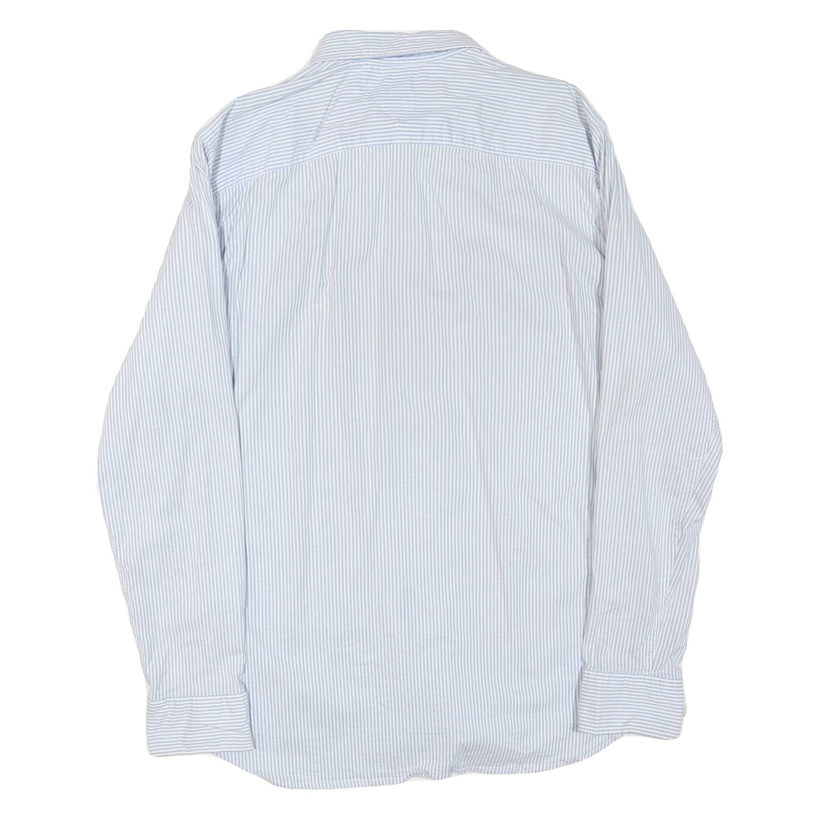 TOMMY HILFIGER Mens Blue & White Stripe Shirt L Button-Down Collar Long Sleeve