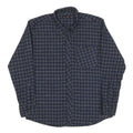 Mens Blue Check Cotton Shirt L Casual Long Sleeve Button Collar Pocket