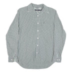 NAUTICA Mens Green & White Checked Shirt M Classic Cotton Blend Long Sleeve