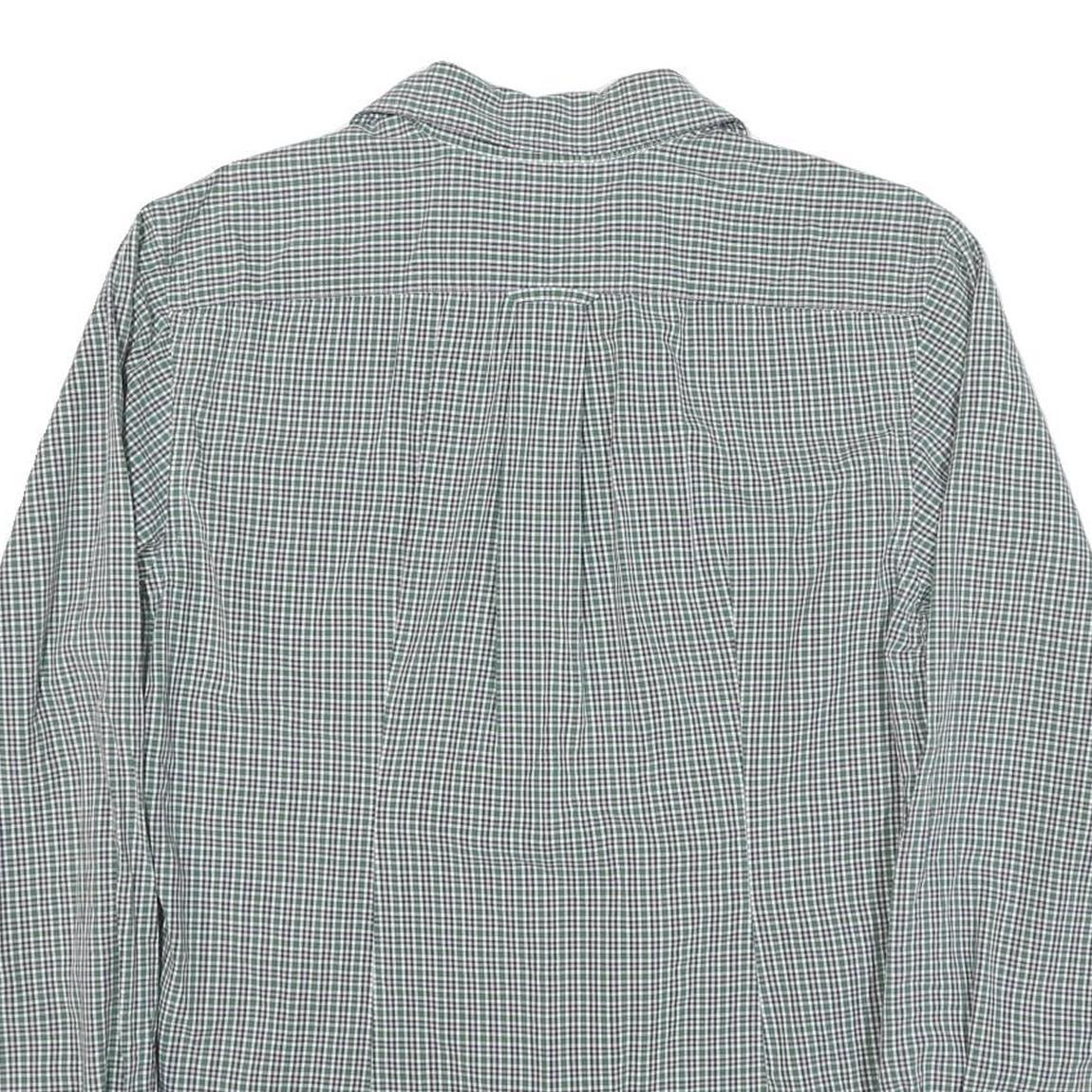 NAUTICA Mens Green & White Checked Shirt M Classic Cotton Blend Long Sleeve