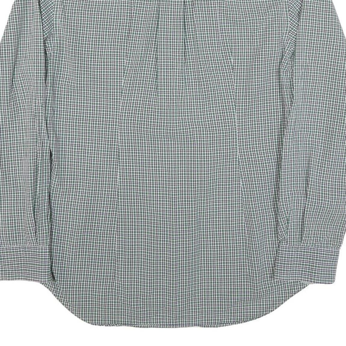 NAUTICA Mens Green & White Checked Shirt M Classic Cotton Blend Long Sleeve