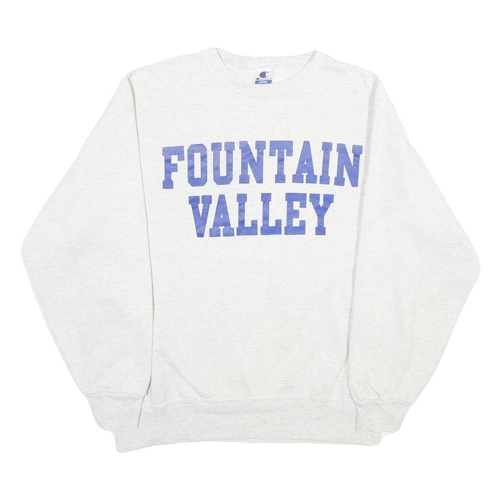 CHAMPION Mens Grey Fountain Valley Crew Neck L Cotton Blend Pullover Sweatshirt