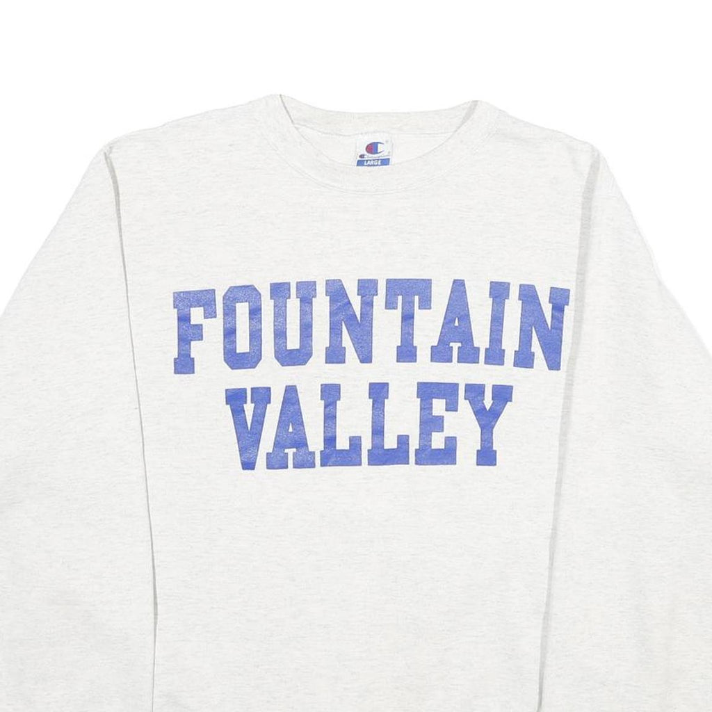 CHAMPION Mens Grey Fountain Valley Crew Neck L Cotton Blend Pullover Sweatshirt