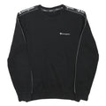 CHAMPION Mens Black Crew Neck XS Logo Tape Sweatshirt Polyester Blend