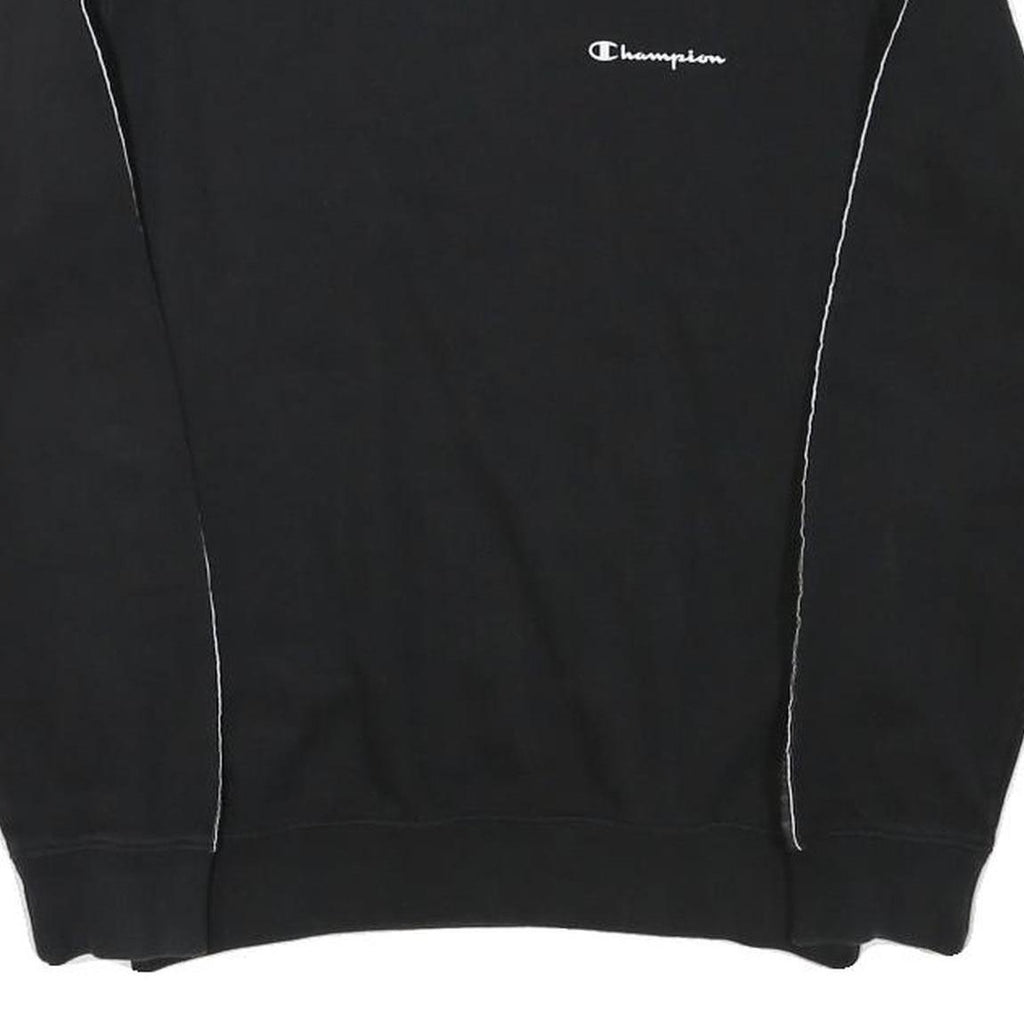 CHAMPION Mens Black Crew Neck XS Logo Tape Sweatshirt Polyester Blend