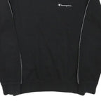 CHAMPION Mens Black Crew Neck XS Logo Tape Sweatshirt Polyester Blend