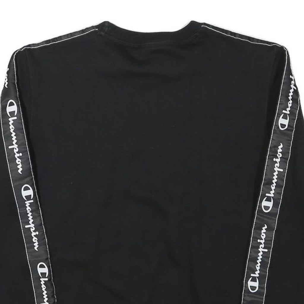 CHAMPION Mens Black Crew Neck XS Logo Tape Sweatshirt Polyester Blend