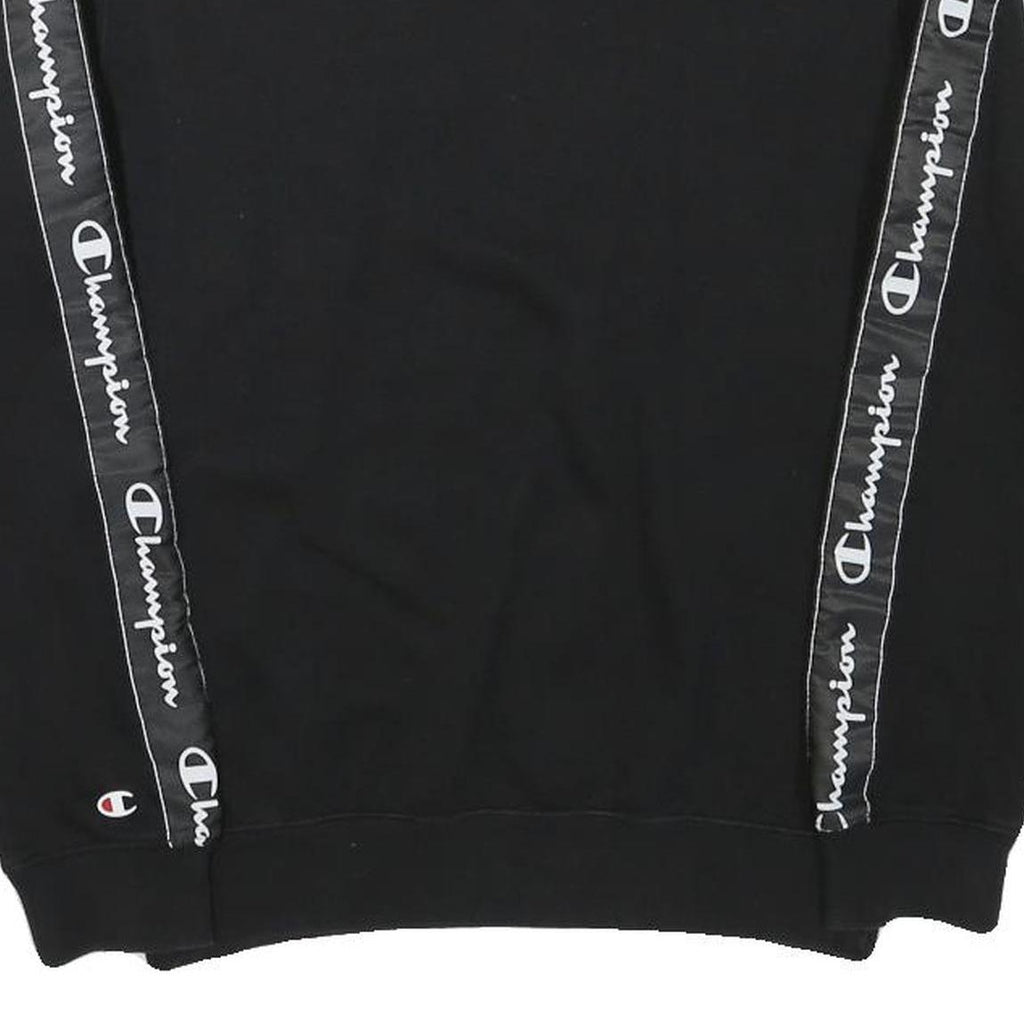 CHAMPION Mens Black Crew Neck XS Logo Tape Sweatshirt Polyester Blend