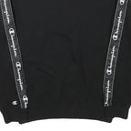 CHAMPION Mens Black Crew Neck XS Logo Tape Sweatshirt Polyester Blend
