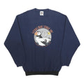 TULTEX Womens Navy Blue Sitkalidak Lodge Crew Neck L Sweatshirt Puffin Print