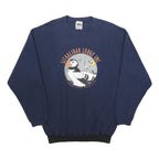 TULTEX Womens Navy Blue Sitkalidak Lodge Crew Neck L Sweatshirt Puffin Print
