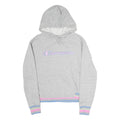 CHAMPION Womens Grey Hoodie S Cotton Blend Pullover Striped Cuffs