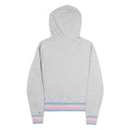CHAMPION Womens Grey Hoodie S Cotton Blend Pullover Striped Cuffs